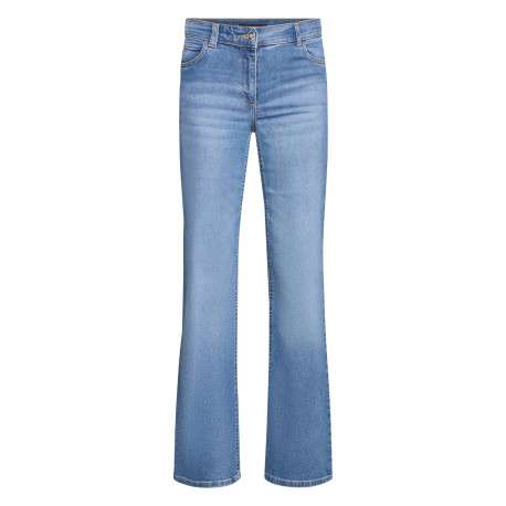 Jean bootcut en coton bleu stone à la coupe évasée et taille haute