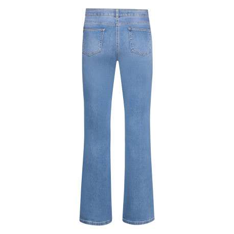 Jean bootcut en coton bleu stone à la coupe évasée et taille haute - Image 2