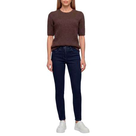 Jean slim en coton bleu marine brut effet sculptant et taille haute - Image 2