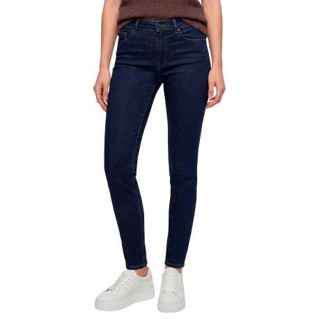 Jean slim en coton bleu marine brut effet sculptant et taille haute - Image 4