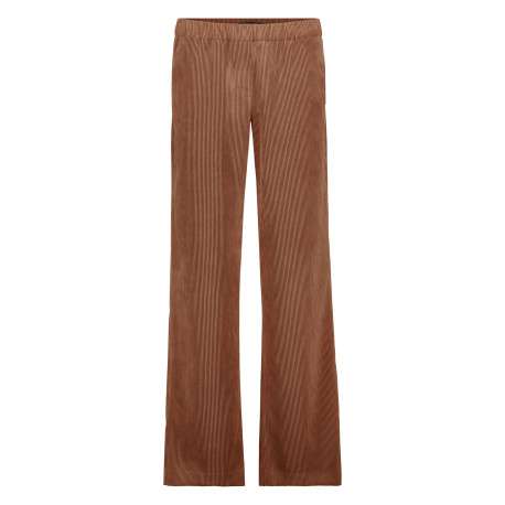 Pantalon chocolat en velours côtelé pourvu d'une coupe droite