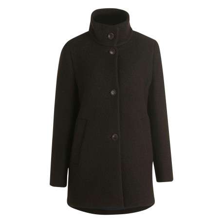Manteau en laine mélangée chocolat à coupe droite pourvu d'un col à revers
