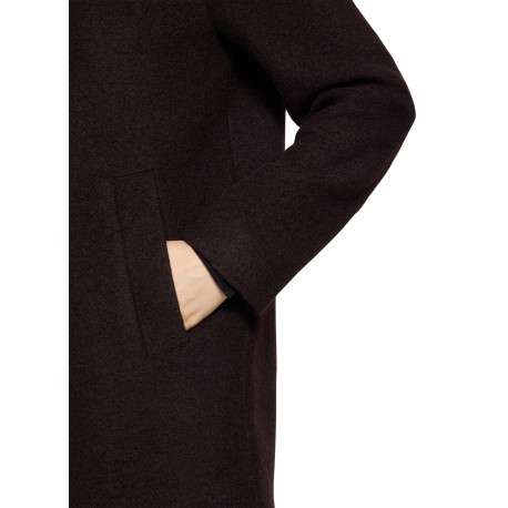 Manteau en laine mélangée chocolat à coupe droite pourvu d'un col à revers - Image 5