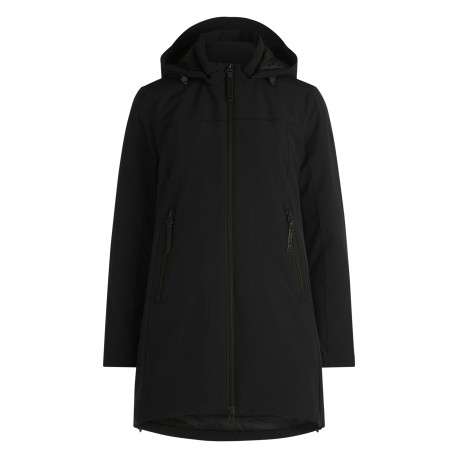 Doudoune longue noire dotée d'une coupe droite agrémentée de 2 poches zippées