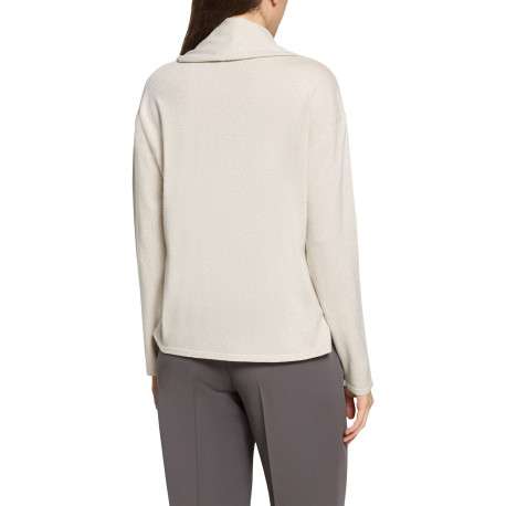 Pull écru à coupe droite doté d'un col V écharpe et des manches longues - Image 3