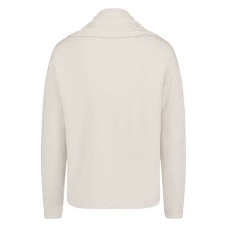Pull écru à coupe droite doté d'un col V écharpe et des manches longues - Image 5