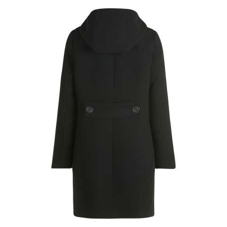 Manteau mi-long noir à double boutonnage pourvu d'une capuche - Image 2
