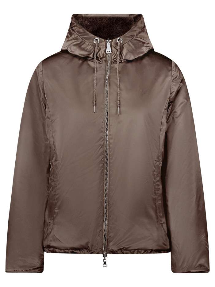 Blouson chocolat satiné à...