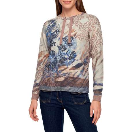 Pull multicolore à imprimé floral avec une coupe droite et des manches longues