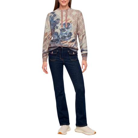 Pull multicolore à imprimé floral avec une coupe droite et des manches longues - Image 2