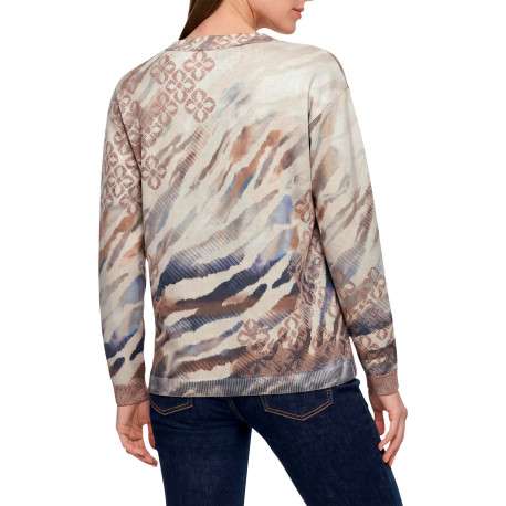 Pull multicolore à imprimé floral avec une coupe droite et des manches longues - Image 3