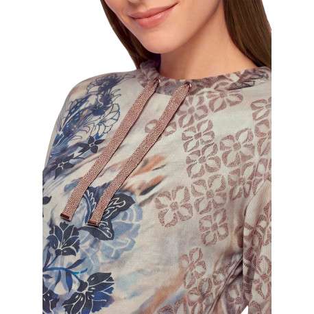 Pull multicolore à imprimé floral avec une coupe droite et des manches longues - Image 4