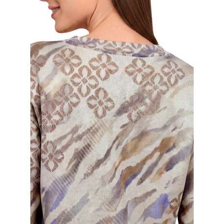 Pull multicolore à imprimé floral avec une coupe droite et des manches longues - Image 5