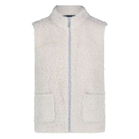 Gilet écru à coupe droite avec un col montant et à sans manche