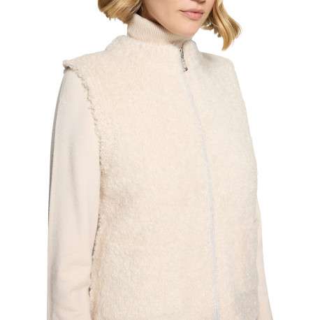 Gilet écru à coupe droite avec un col montant et à sans manche - Image 4