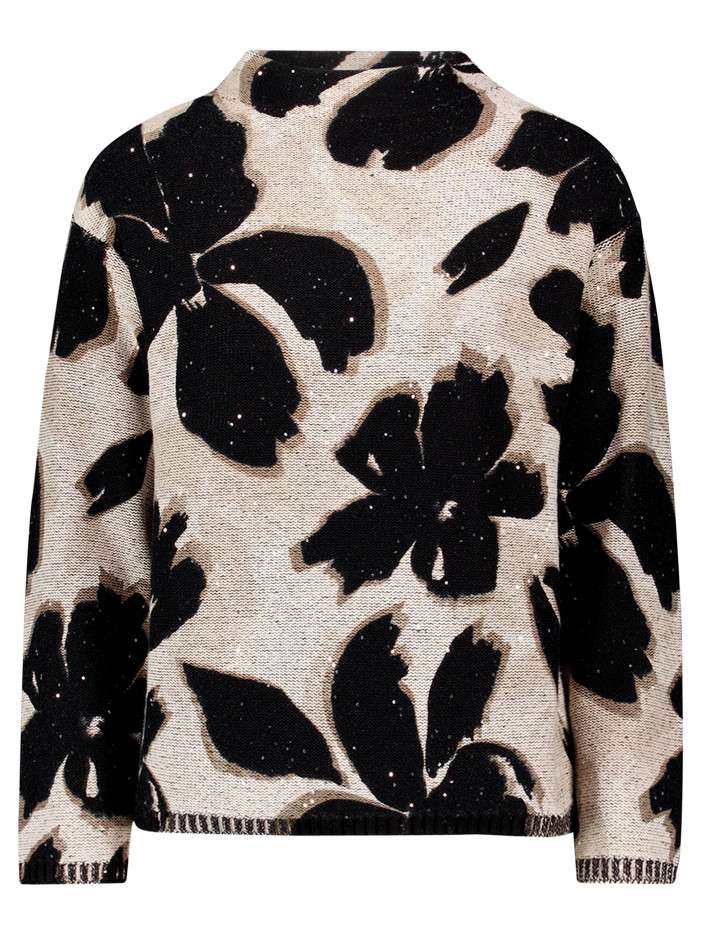 Pull en coton écru à motifs...
