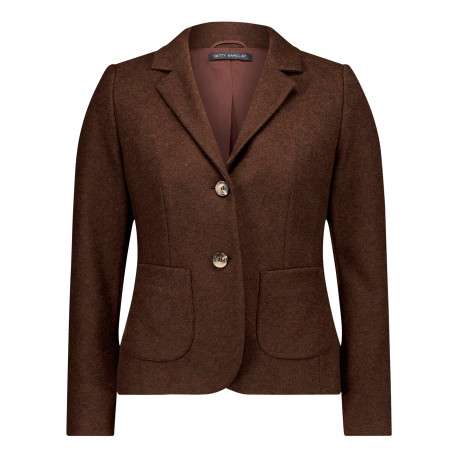 Blazer chocolat à coupe cintrée doté d'un col V et des manches longues