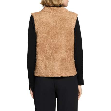 Gilet beige à coupe droite avec un col montant et à sans manche - Image 2