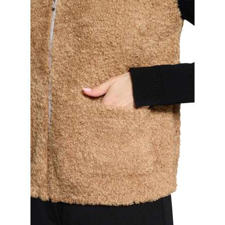 Gilet beige à coupe droite avec un col montant et à sans manche - Image 5