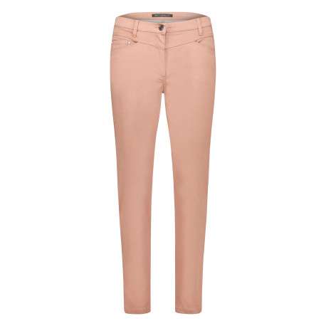 Pantalon beige doté de 5 poches avec une coupe slim et une taille intermédiaire