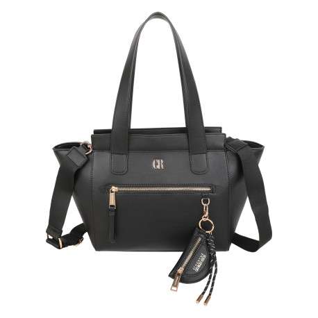 Sac à main noir à porté épaule en simili-cuir lisse avec une pochette amovible
