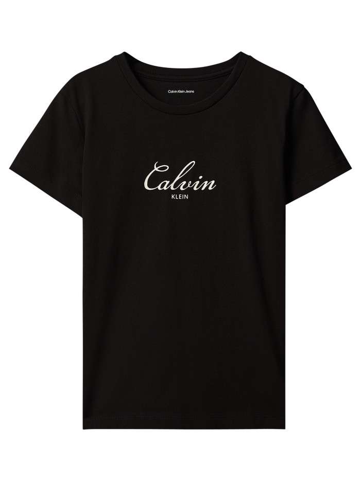 T-shirt noir en coton à col...