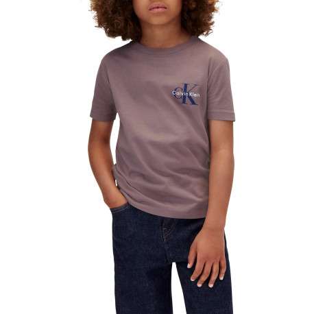 T-shirt violet en coton à col rond ras-de-cou pourvu d'une coupe droite - Image 3