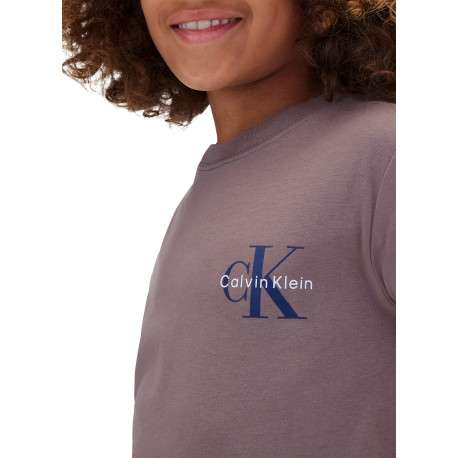 T-shirt violet en coton à col rond ras-de-cou pourvu d'une coupe droite - Image 6