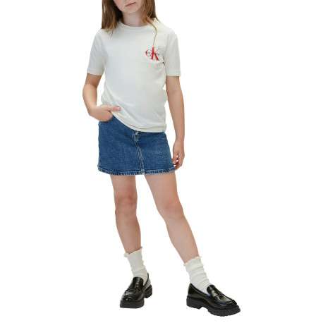 T-shirt blanc en coton à col rond ras-de-cou avec une coupe droite - Image 4