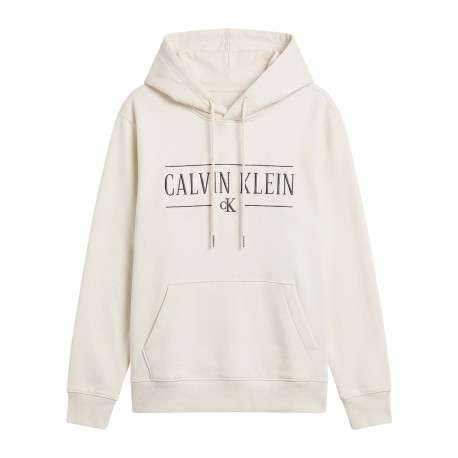 Sweat à capuche blanc en coton orné d'un imprimé logotypé à coupe droite