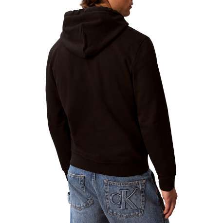 Sweat à capuche noir en coton avec un imprimé logotypé à coupe droite - Image 2