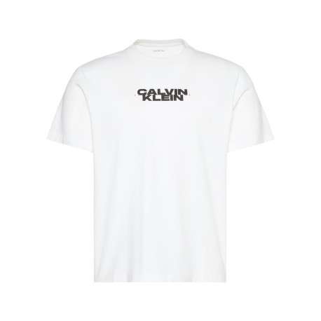 T-shirt blanc à imprimé logotypé en coton pourvu d'une coupe droite