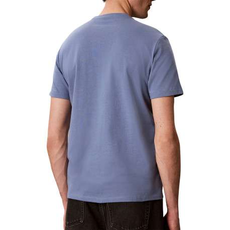 T-shirt bleu foncé à col rond en coton avec une coupe droite - Image 2