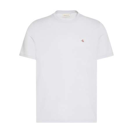 T-shirt blanc à col rond ras-de-cou en coton pourvu d'une coupe droite