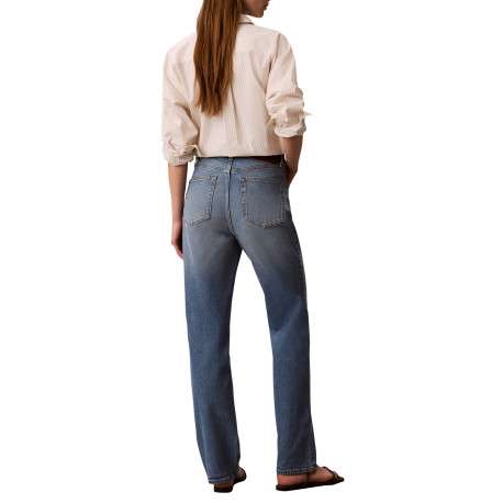 Jean High Rise Straight en coton bleu pourvu d'une taille haute - Image 2