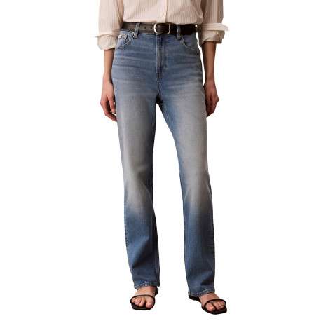 Jean High Rise Straight en coton bleu pourvu d'une taille haute - Image 3