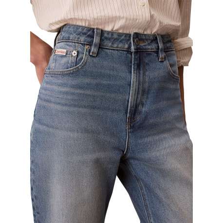 Jean High Rise Straight en coton bleu pourvu d'une taille haute - Image 4