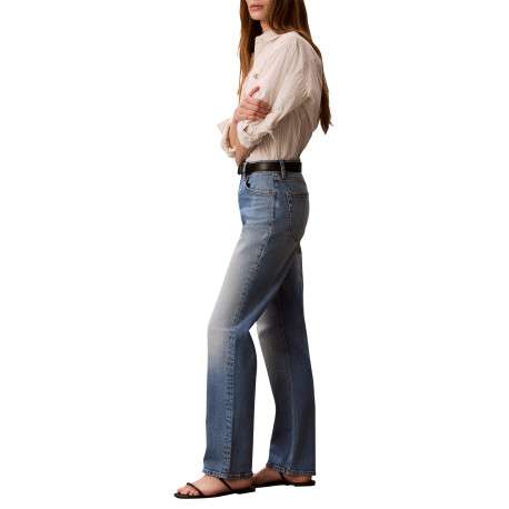 Jean High Rise Straight en coton bleu pourvu d'une taille haute - Image 5