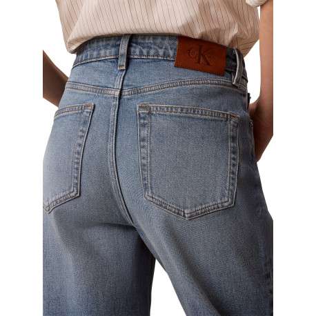Jean High Rise Straight en coton bleu pourvu d'une taille haute - Image 6