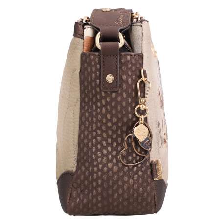 Sac à bandoulière beige pourvu d'une large bandoulière réglable - Image 3