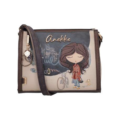 Sac à bandoulière marine à motifs pourvu d'une bandoulière réglable