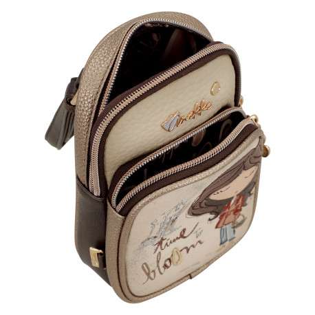 Sacoche beige à motifs pourvue d'une fine bandoulière réglable - Image 5
