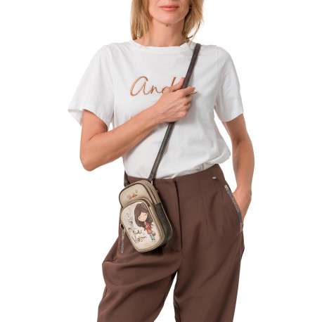 Sacoche beige à motifs pourvue d'une fine bandoulière réglable - Image 6