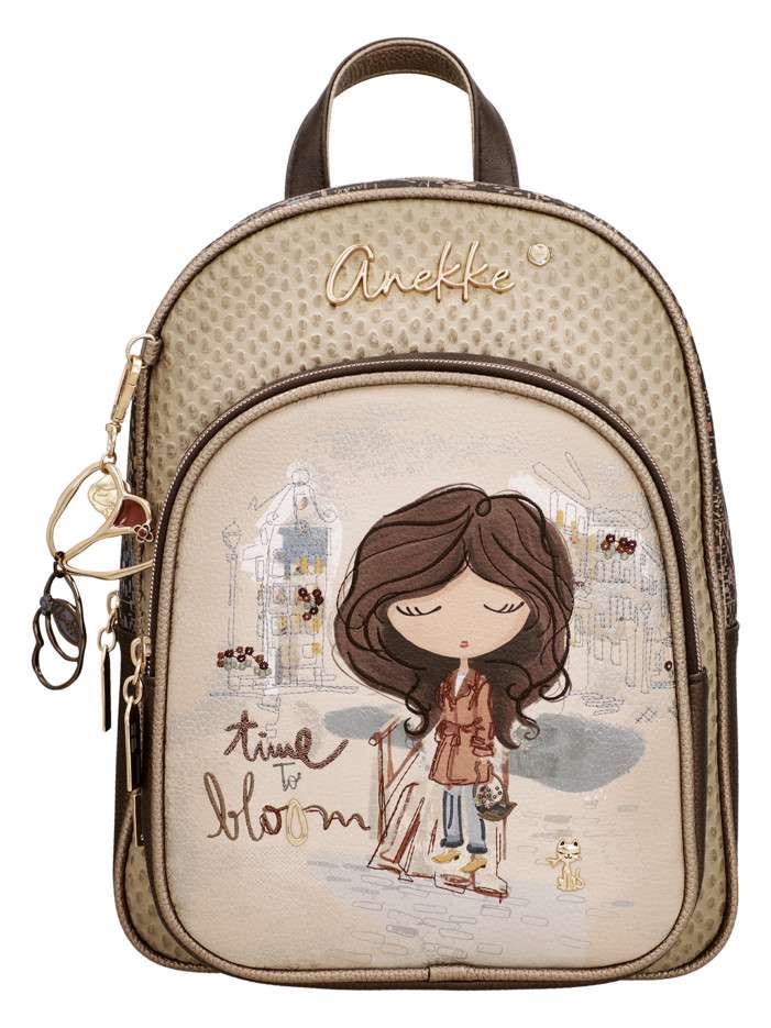 Sac à dos beige à motifs...