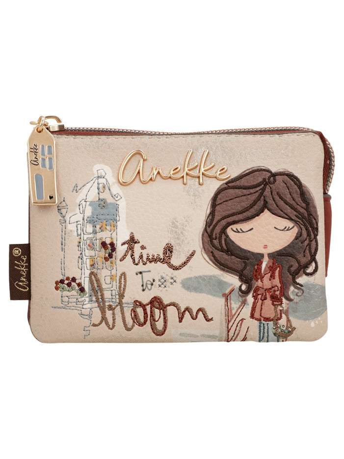 Porte-monnaie beige pourvu...