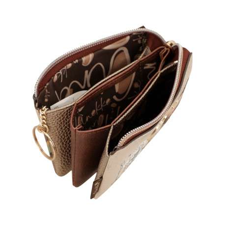 Porte-monnaie beige pourvu de multiples compartiments de rangement - Image 4