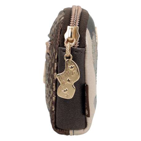 Porte-monnaie marine à motifs pourvu de deux fermetures zippées - Image 3