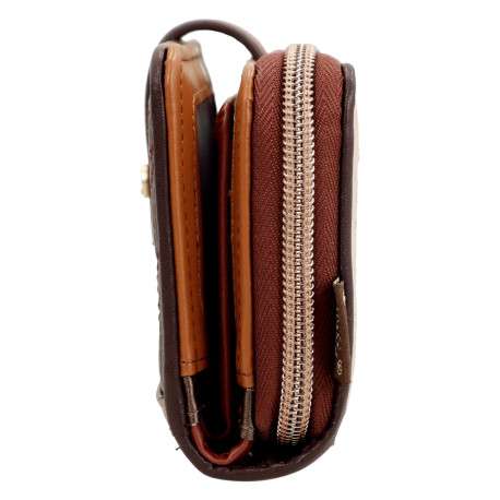 Portefeuille beige zippé pourvu d'une fermeture à bouton pression - Image 3