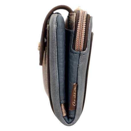 Portefeuille marine zippé pourvu d'une fermeture à bouton pression - Image 3