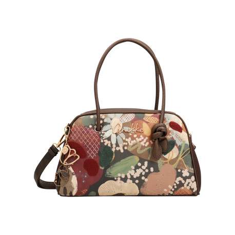 Sac à main multicolore pourvu d'une bandoulière amovible et de deux anses rondes